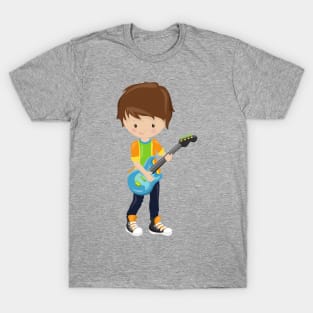 Rock Boy, Brown Hair, Guitar Player, Band, Music T-Shirt